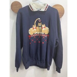 VTG Gopher Sport Sweatshirt XL Cat Bow Ties Hearts Puff Graphic USA 90s Grandma